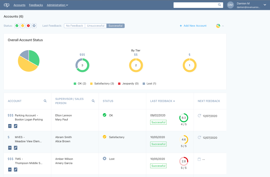 Feeba accounts screen